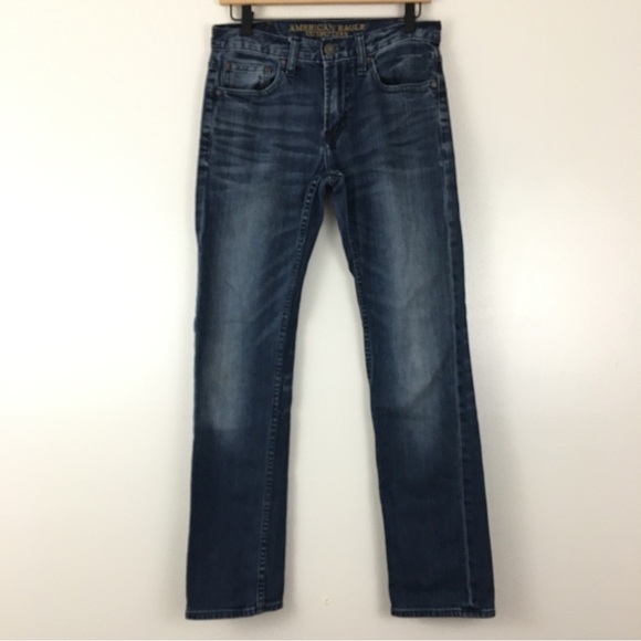 American Eagle Core Flex Dark Wash Slim Straight Jeans Size 28 - Picture 2 of 12